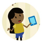 Niña con tablet en la mano